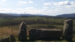 Tomnaverie recumbent stone framing Lochnagar       